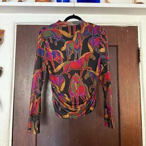 FARM Rio Horse mock neck mesh top